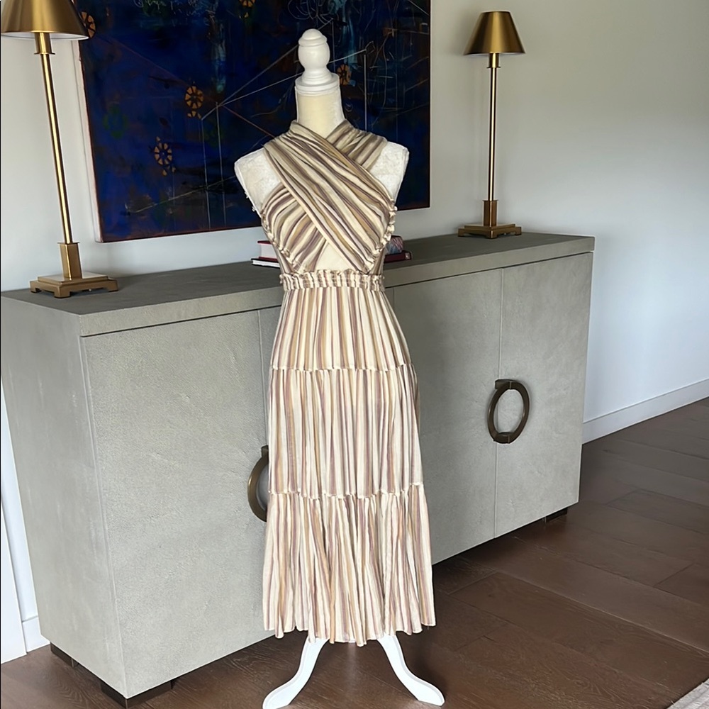 Ulla Johnson Cream Pleated Midi Dress